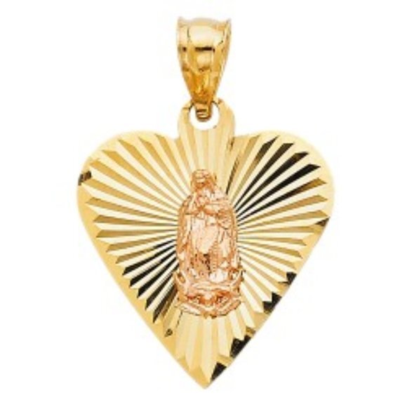 Solid14K Gold Religious Guadalupe Pendant